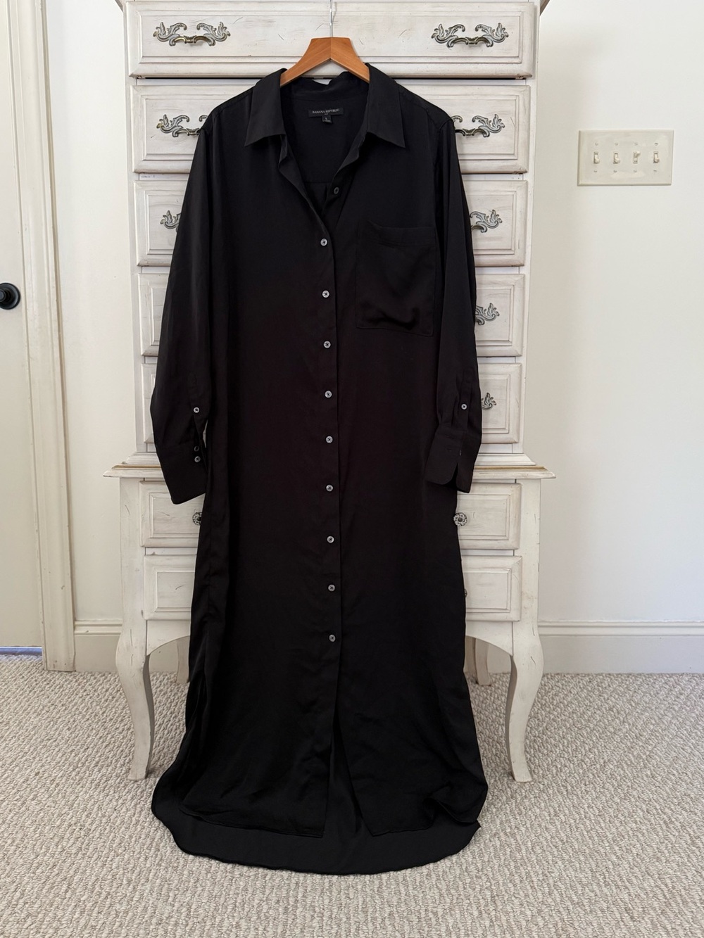 Banana Republic Black Minimalist Button Shirt Midi Dress
